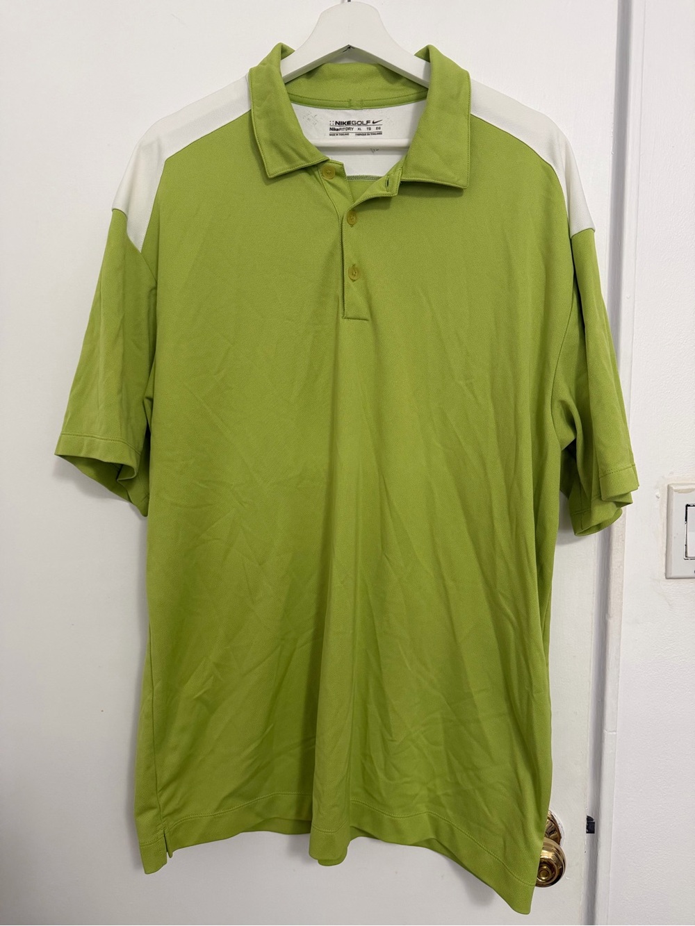 Nike Lime Green Polo with White Shoulder Panels
